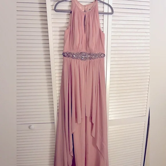 eliza j dresses pink Eliza J Women's Mixed-Print One-Shoulder Tiered Midi Dress Pink Size 6 MSRP $158
